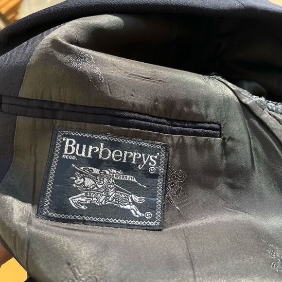 Burberry Suit Jacket Blazer Size 42R Mens Navy Blue Wool Single Vent 2 Button - Picture 3 of 15